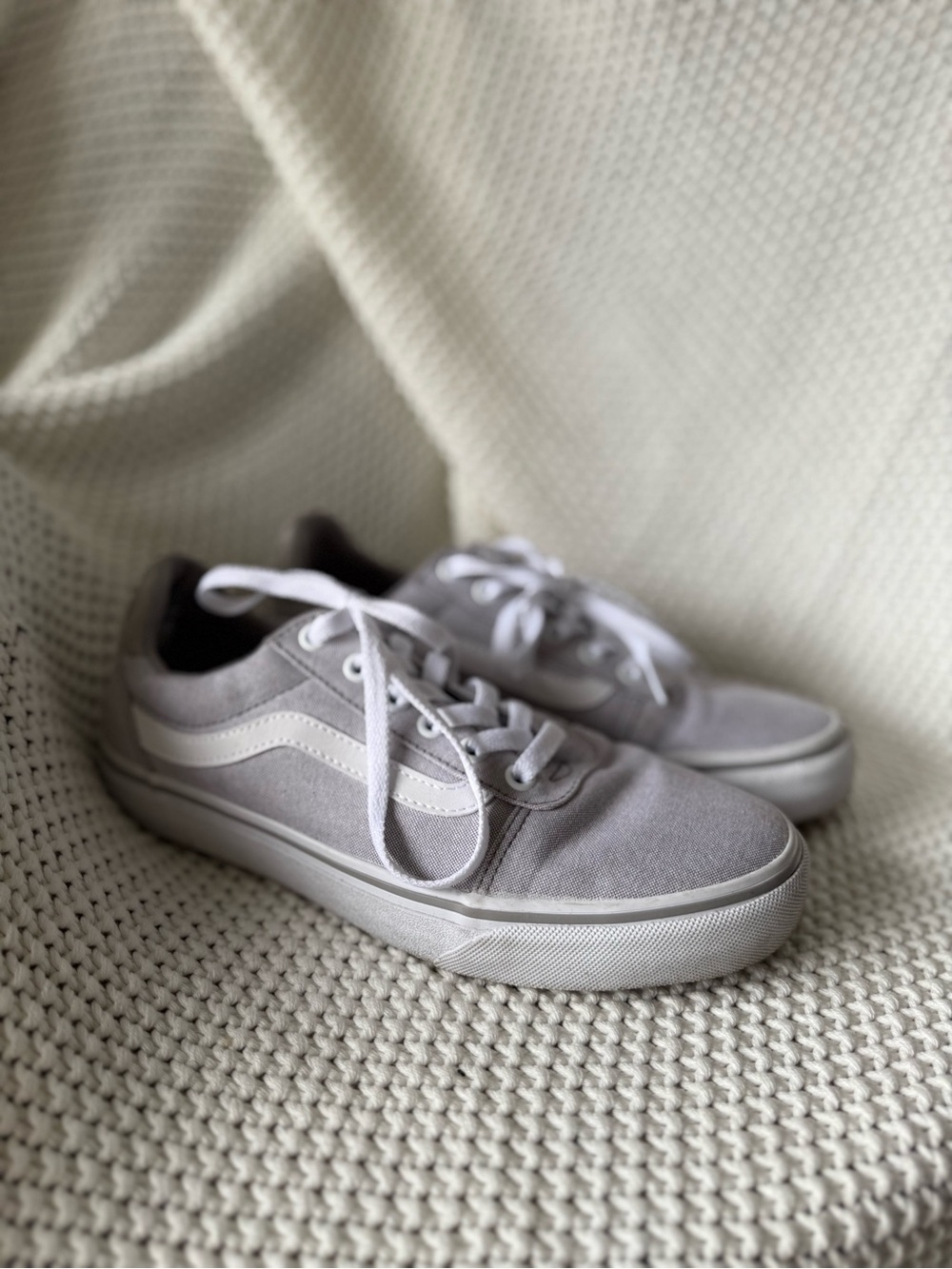 Vans Light Gray and White Old Skool Canvas Sneakers
